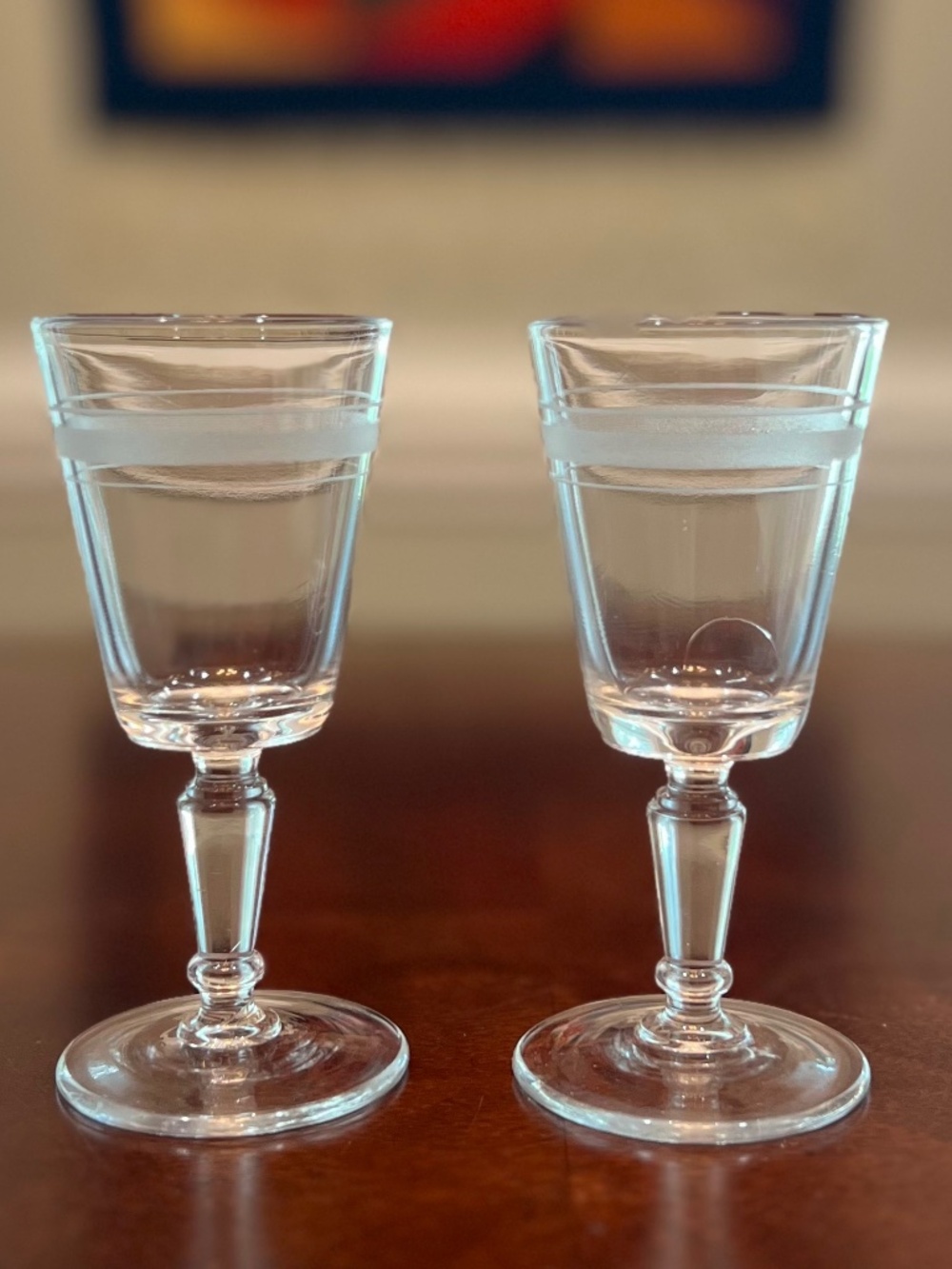 Vintage Rydberg Style Etched Wine/Cocktail Glasses - Set of 2 